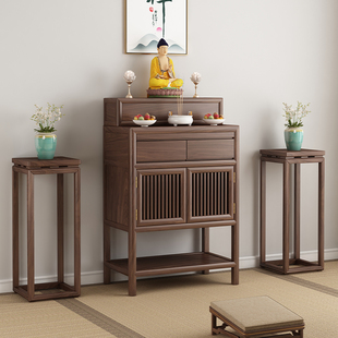 新中式观音供桌实木家用敬神明上香案佛桌财神贡奉柜客厅香炉摆台