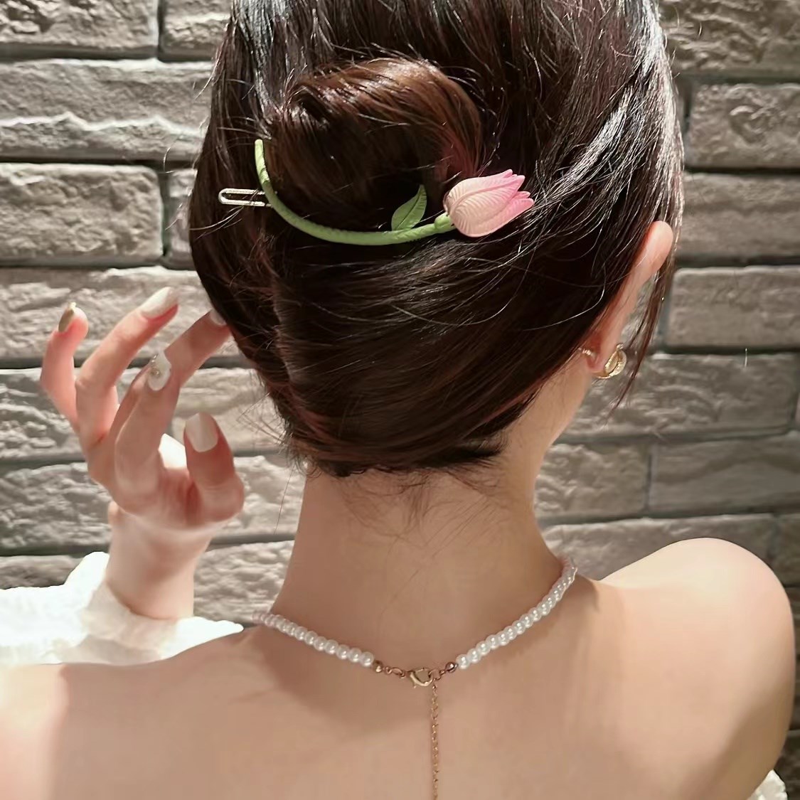 新款郁金香花朵发夹韩国夏季微笑