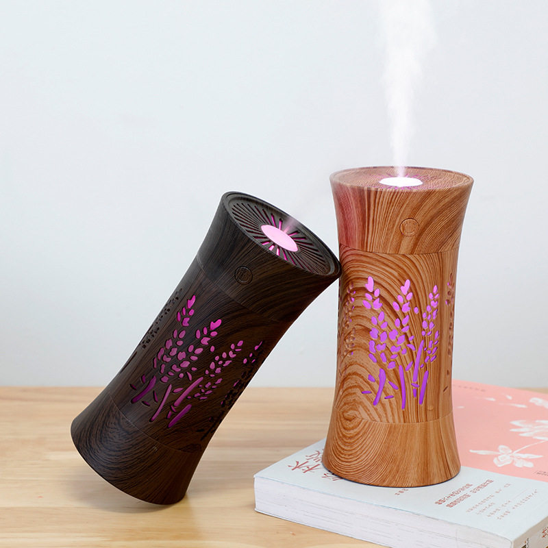 新款F11木纹镂空杯小蛮腰七彩夜灯加湿器便携式三合一.迷你加湿器