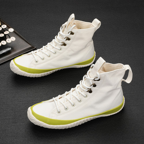 透气帆布英伦高帮帆布鞋