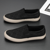 帆布鞋 男低帮厚底透气休闲鞋 百搭懒人冰丝布鞋 英伦春款 一脚蹬板鞋
