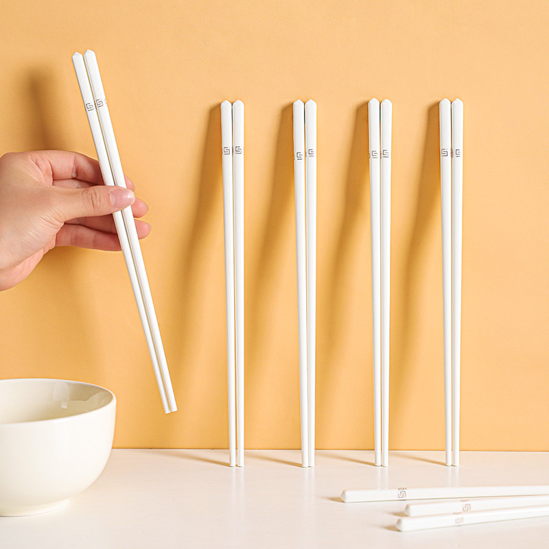 高档陶瓷筷子家用耐高温抗菌防霉筷子公筷10双装轻奢餐具防滑筷子