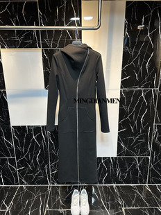 2026年新款小众设计款显瘦气质长裙高级感连帽拉锁收腰卫衣风衣