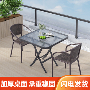 餐桌家用小户型阳台茶桌2024新款 折叠圆桌子不占空间 小方桌商用