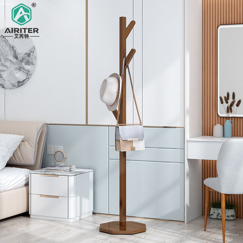 简易衣帽架落地卧室挂衣架实木竹