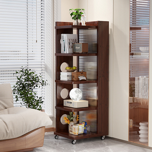 转角置物架一体靠墙客厅沙发中古风90度拐角角柜卧室角落收纳柜子