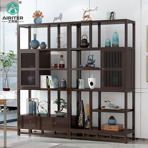 博古架实木中式摆件展示柜茶叶茶柜茶架子置物架多宝阁古董收纳架