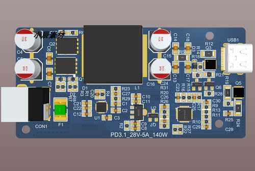 USB3.0快充方案IP6550+IP2736C同步降压转换器PCB+原理图文件