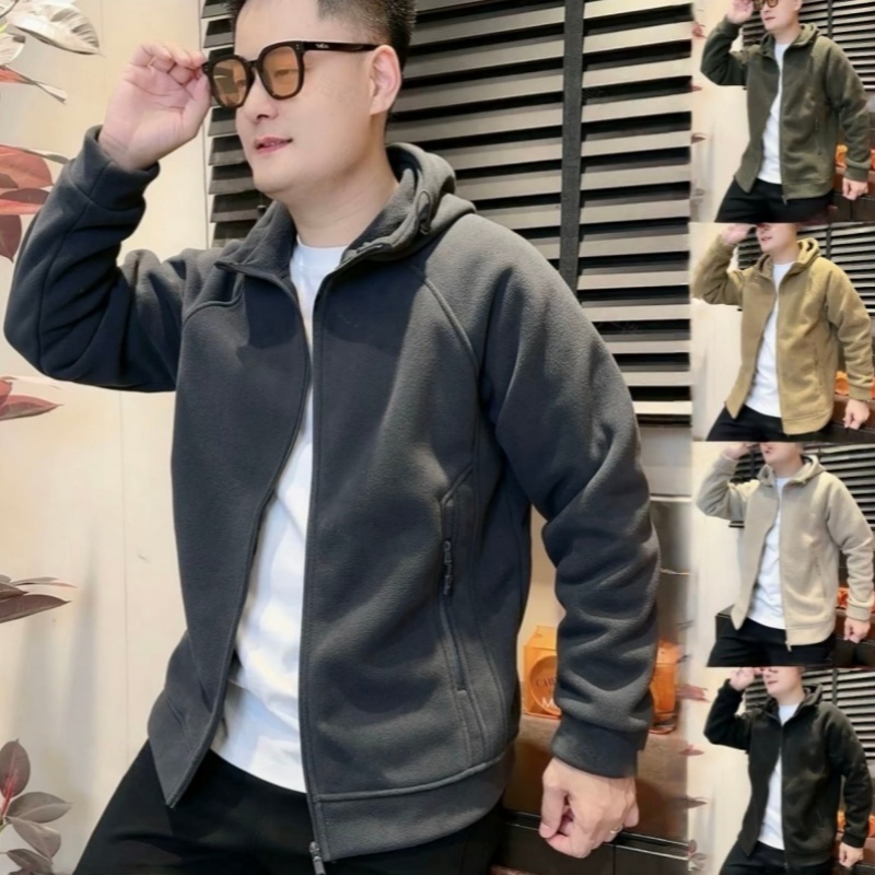 秋冬重磅加厚双面摇粒绒连帽夹克