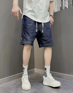 百搭宽松弹力舒适透气休闲五分裤 夏季 男时尚 新款 水洗牛仔刺绣短裤