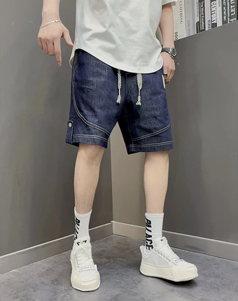 夏季新款水洗牛仔刺绣短裤男时尚百搭宽松弹力舒适透气休闲五分裤