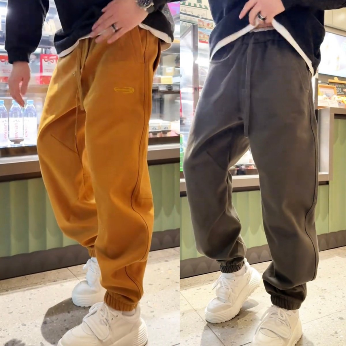 冬季美式重磅水洗棉布束脚休闲裤男士简约百搭加绒加厚工装哈伦裤,男装,休闲裤,淘宝优惠券,粉丝福利购,淘宝优惠卷