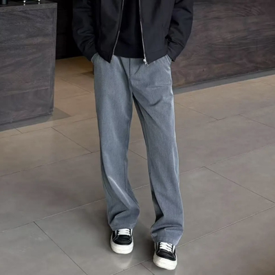 春夏极简风纯色垂感阔腿休闲西裤