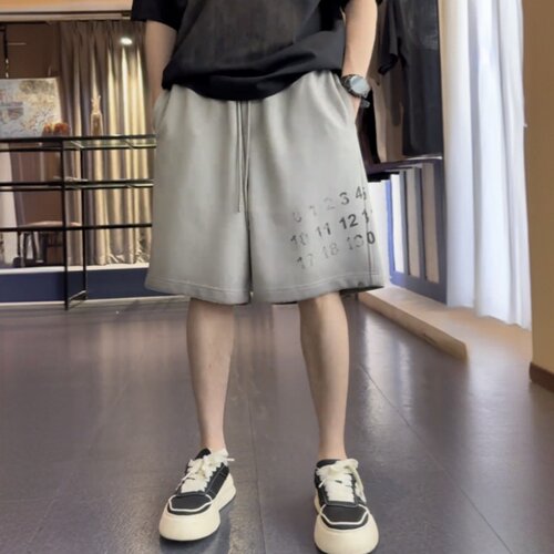 夏季美式潮牌水洗渐变针织短裤男