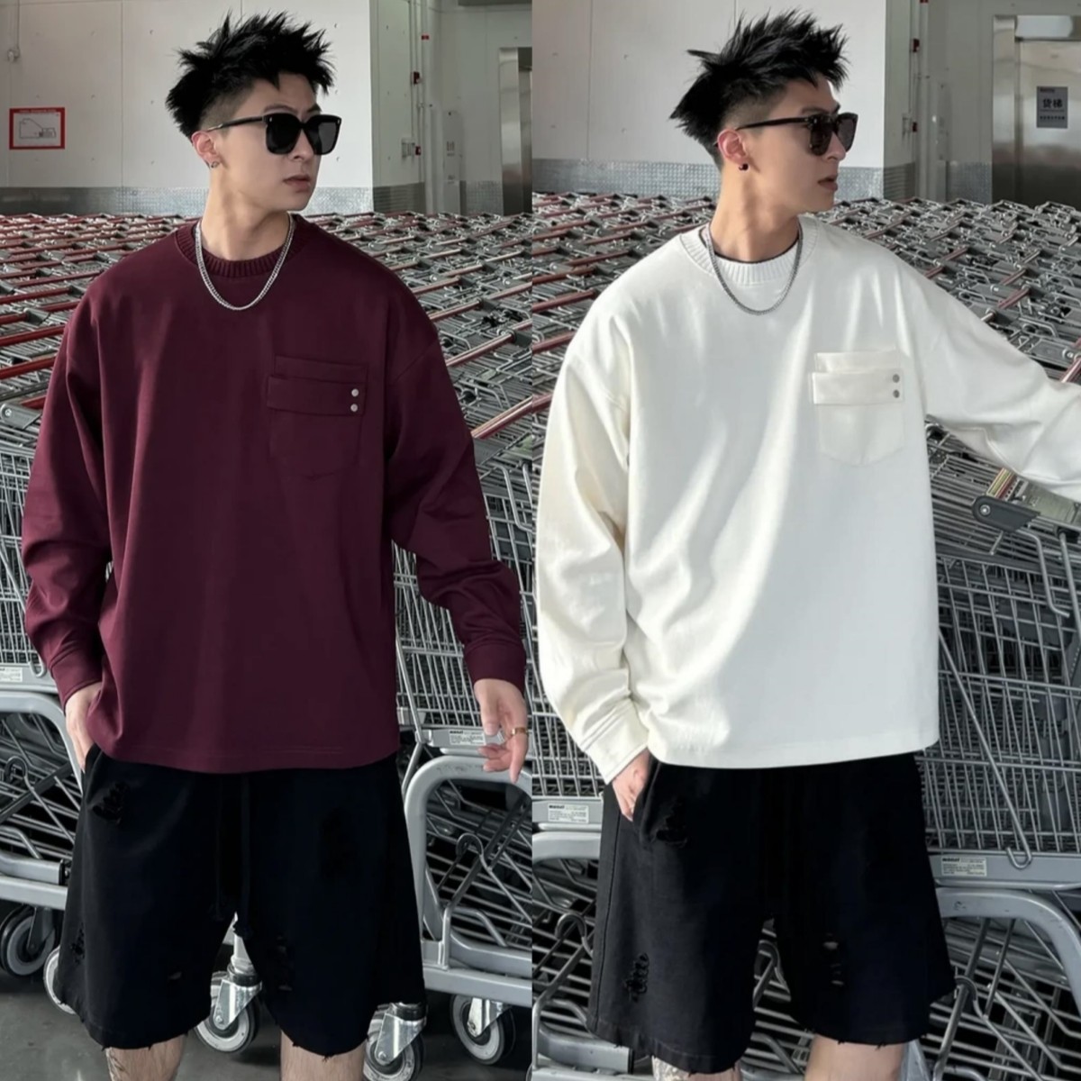 秋季男士新款美式复古高街简约长袖卫衣时尚百搭情侣款打底衫T恤,男装,卫衣,淘宝优惠券,粉丝福利购,淘宝优惠卷