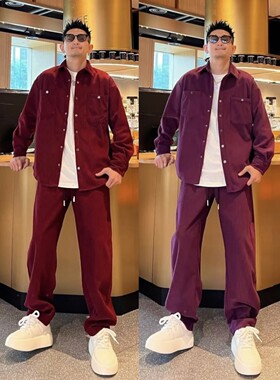 春季男女款衬衫外套休闲裤两件套