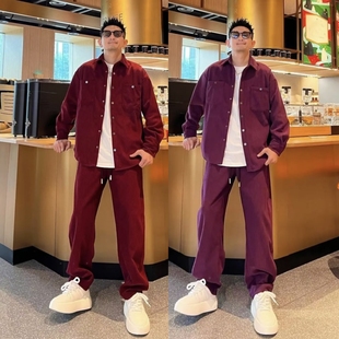 春季新款高级感条纹设计时尚休闲套装男女款衬衫外套休闲裤两件套