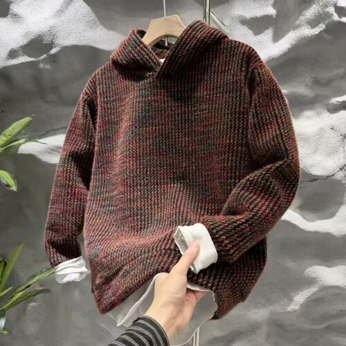 冬季潮牌编织小香风加绒连帽卫衣