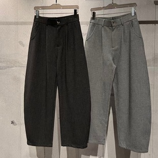 新款 百搭亲肤透气休闲长裤 慵懒风羊毛混纺阔腿直筒裤 时尚 男士 秋季