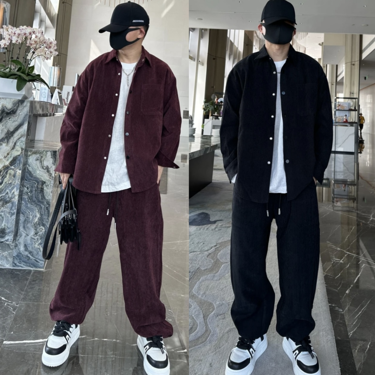 春秋男士雪尼尔长袖休闲运动套装