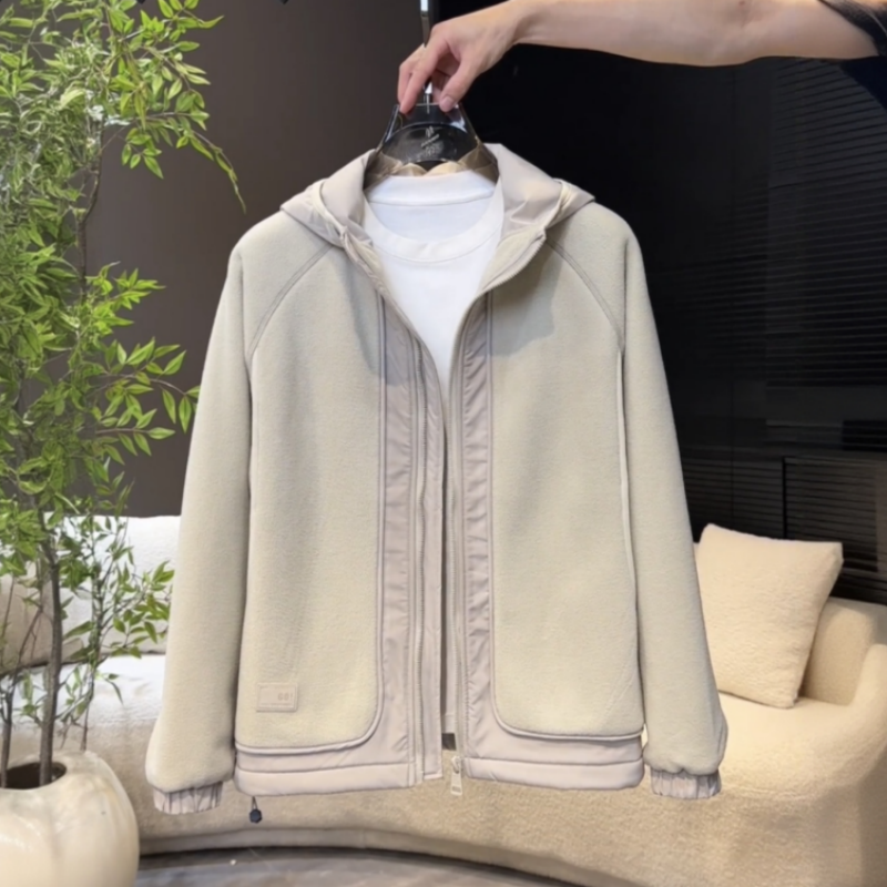 秋冬新款加厚双面奥粒绒连帽夹克