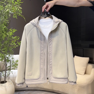 秋冬新款 百搭防风保暖户外休闲外套 加厚双面奥粒绒连帽夹克男时尚