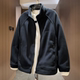 秋冬潮牌加厚双面摇粒绒立领夹克男女款 百搭防风保暖休闲外套 时尚