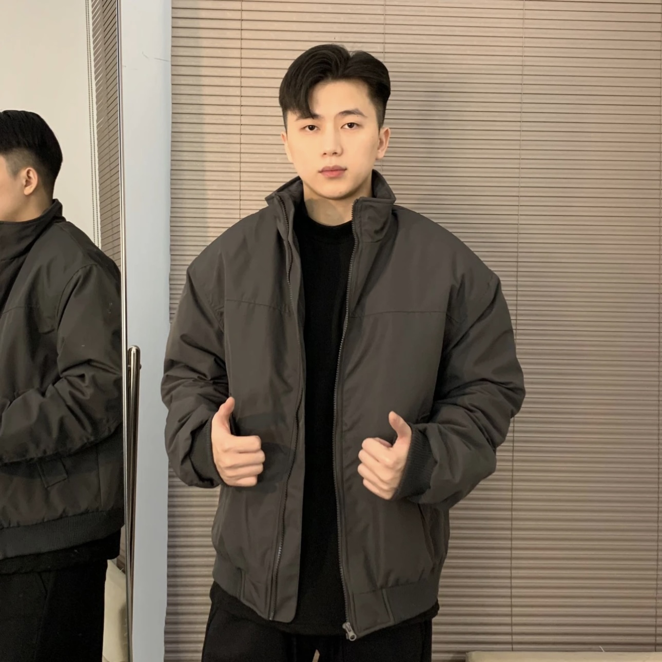 秋冬轻奢加棉加厚立领棉服外套