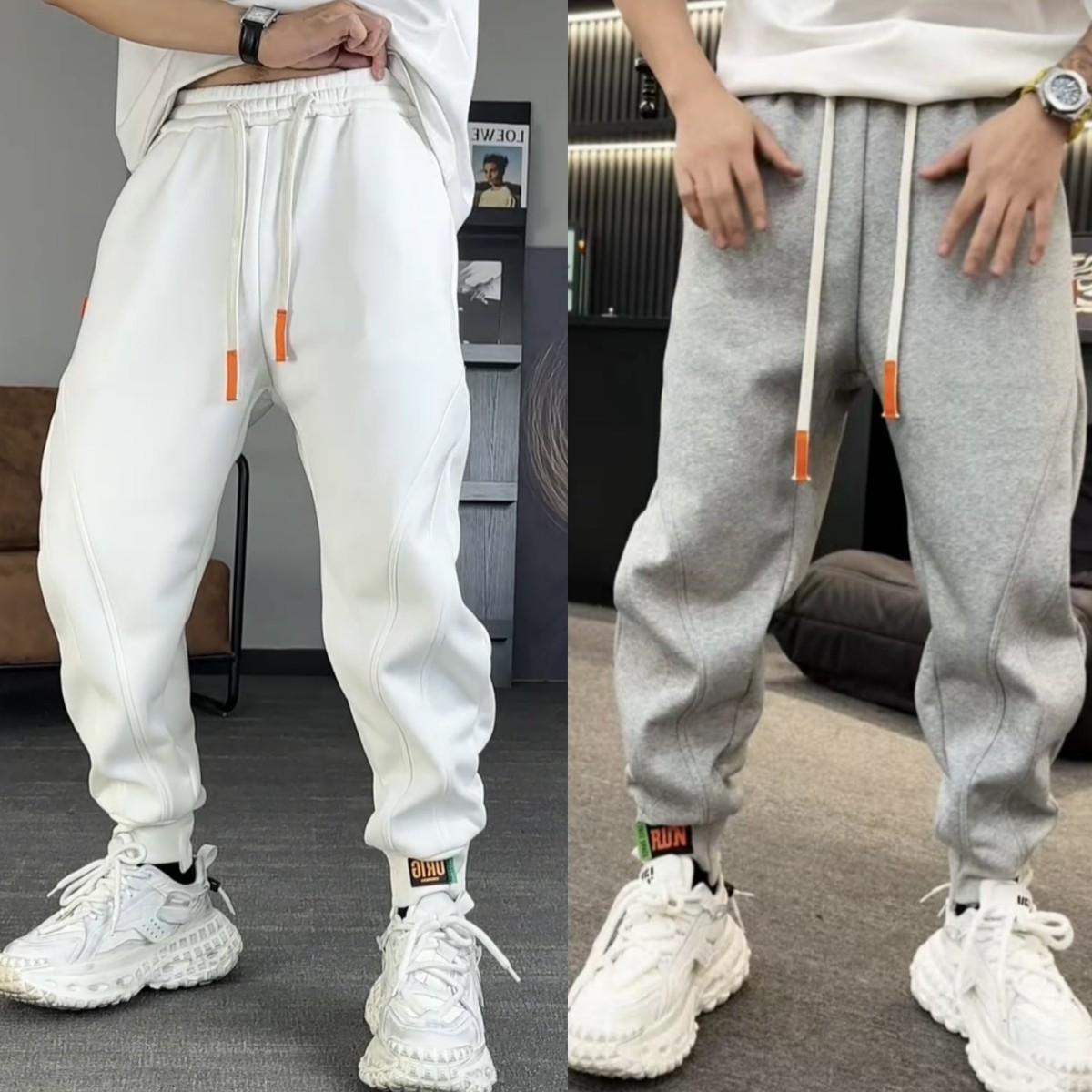 秋冬季男士加绒加厚立体裁剪弯刀休闲卫裤简约百搭御寒保暖哈伦裤,男装,卫裤,淘宝优惠券,粉丝福利购,淘宝优惠卷