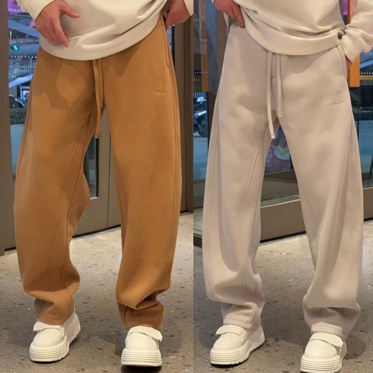 冬季慵懒风加绒加厚直筒休闲卫裤