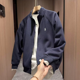 秋季潮牌高级感拼接刺绣开衫拉链卫衣男时尚百搭宽松透气休闲外套