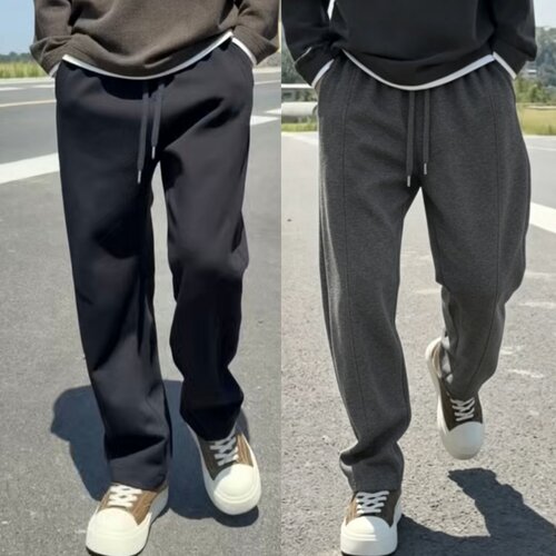 秋季新款糯米面膜肤感直筒休闲裤