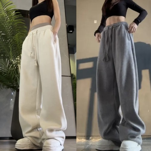 秋冬季加绒美式休闲运动直筒卫裤