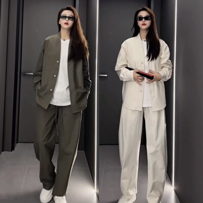 春夏薄款极简纯色高级感时尚套装