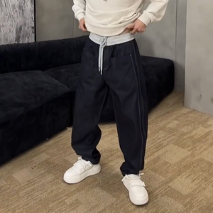 秋冬男士潮牌加厚磨毛色织水洗牛仔裤时尚百搭多口袋直筒休闲长裤