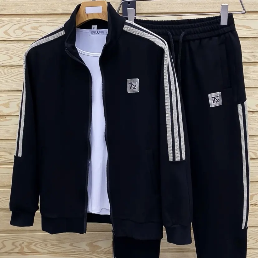 2025春秋季男士新款时尚运动休闲套装百搭潮流刺绣情侣运动服套装