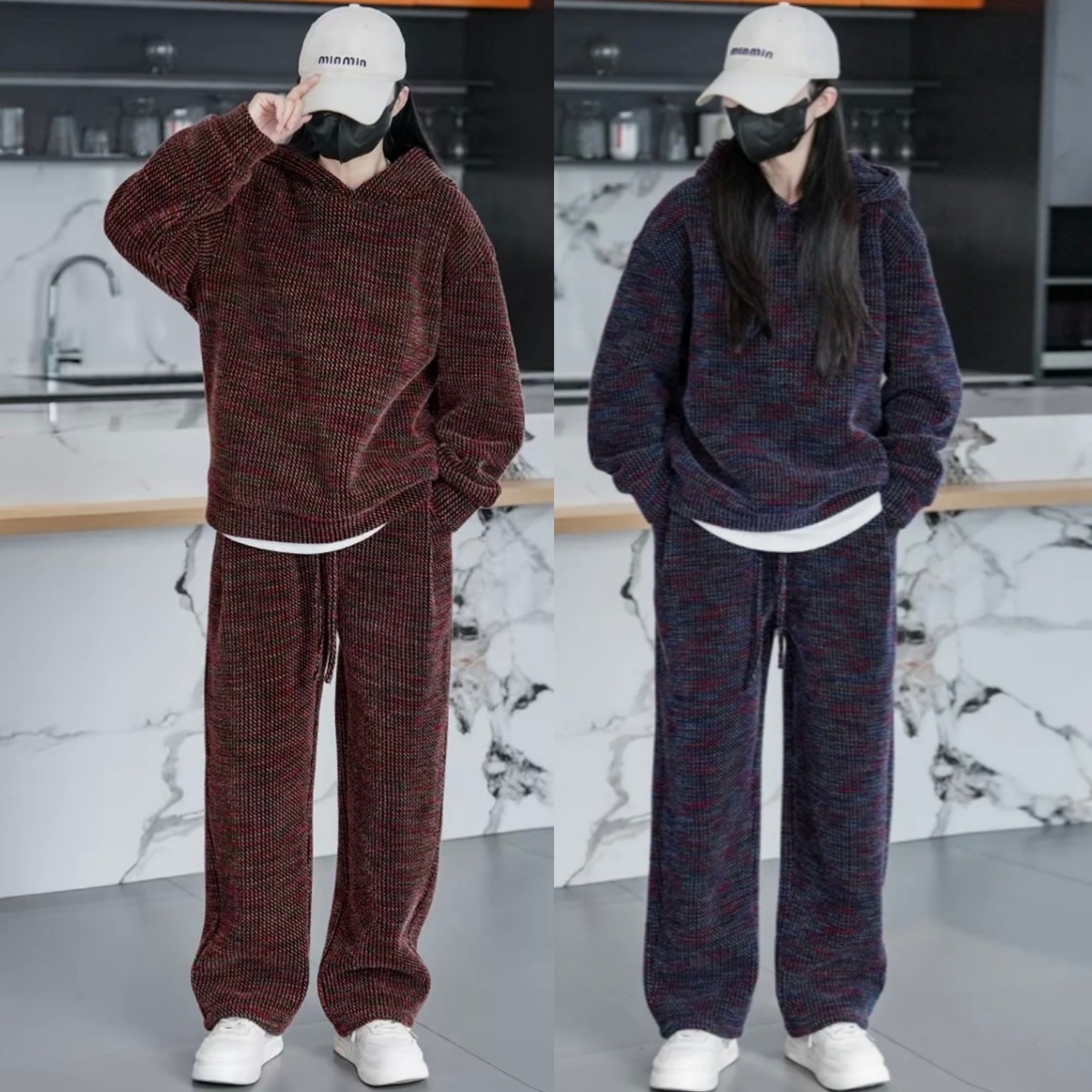 冬季男士加绒连帽时尚休闲套装