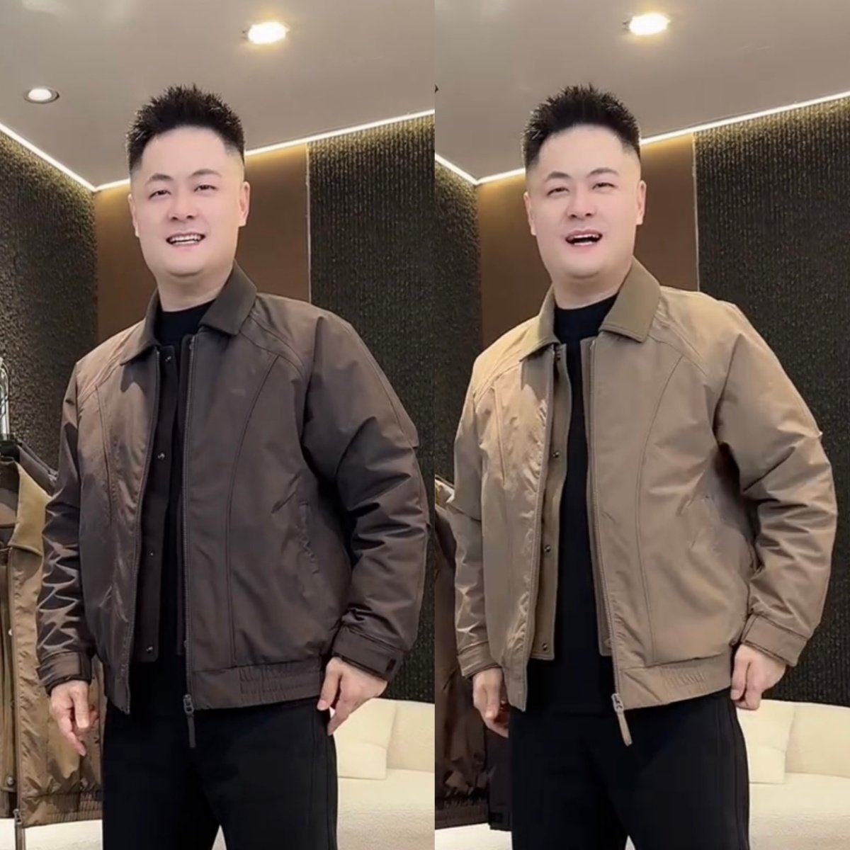 冬季新款结构拼接假两件棉服外套