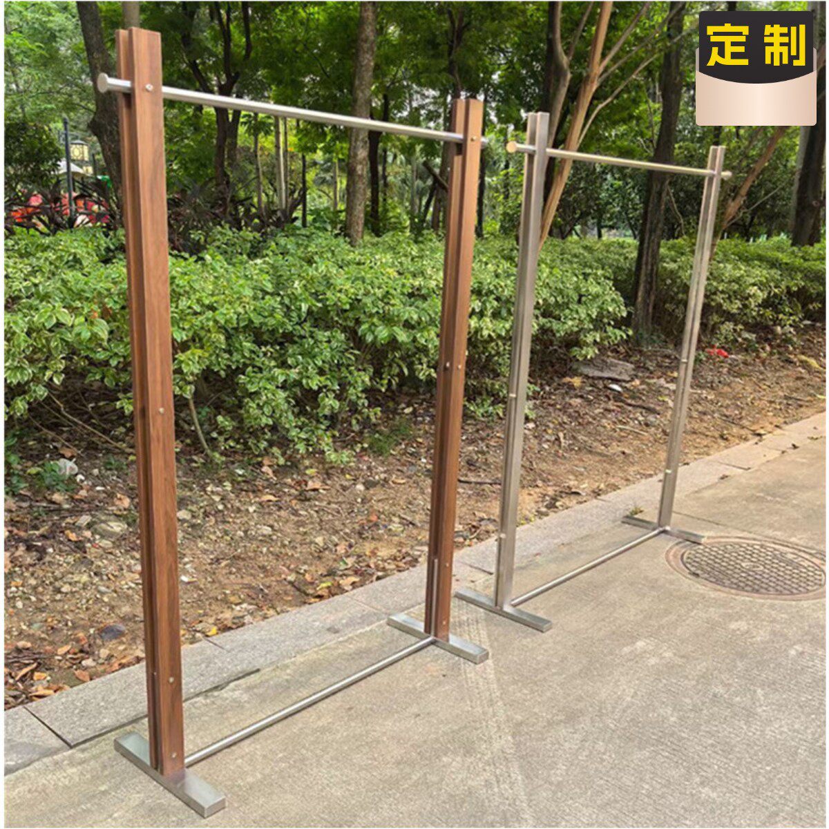 服装店不锈钢拉丝加厚衣服展示架