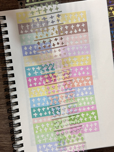 （现货分装）金鱼咕咕万物十字星日文字素文字粉房盐系手帐贴纸卷