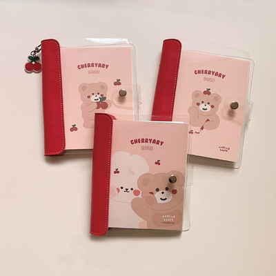 日韩新款malling booth万年樱桃小熊6孔笔记日记本cherryary