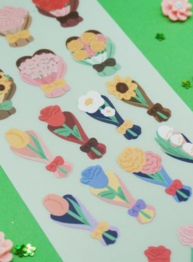 简约ins风日韩mong mong space装饰贴纸 日记伴侣 花束 单张