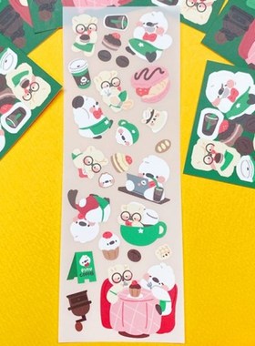 卡通企鹅咖啡厅可爱ins风mong mong space装饰贴纸手账日记伴侣