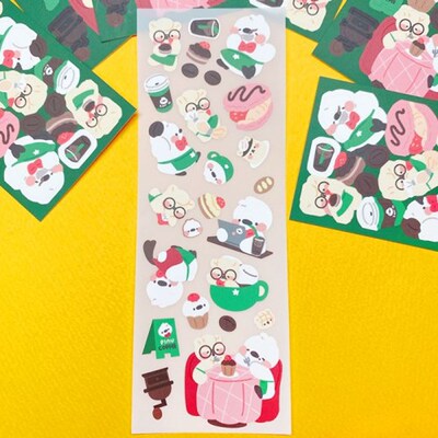 卡通企鹅咖啡厅可爱ins风mong mong space装饰贴纸手账日记伴侣