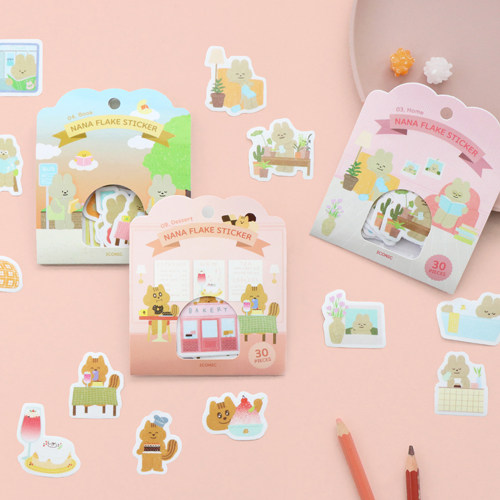 韩国进口iconic 动物装饰贴纸包 NANA flake sticker（10款选）