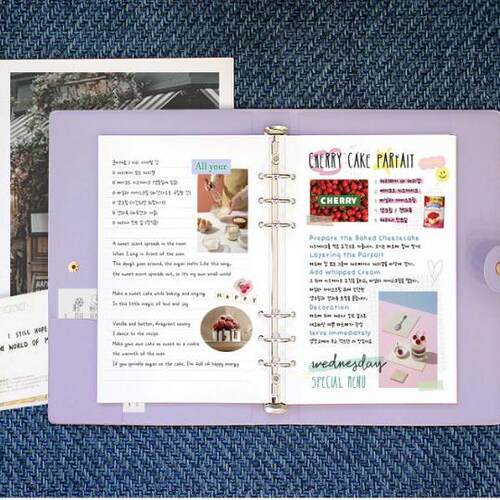 Theres 6孔A5按扣笔记日记本活页硬面封面套Archive Binder 4选