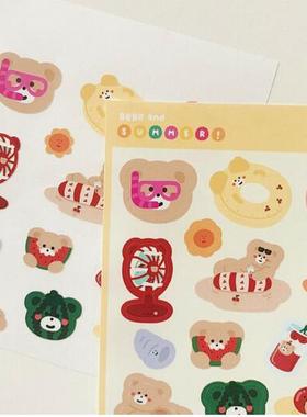 简约ins风日韩malling booth小熊装饰贴纸 日记伴侣 夏天 单张