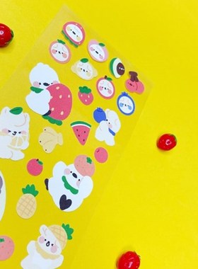 简约ins风日韩mong mong space装饰贴纸 日记伴侣 水果企鹅 单张