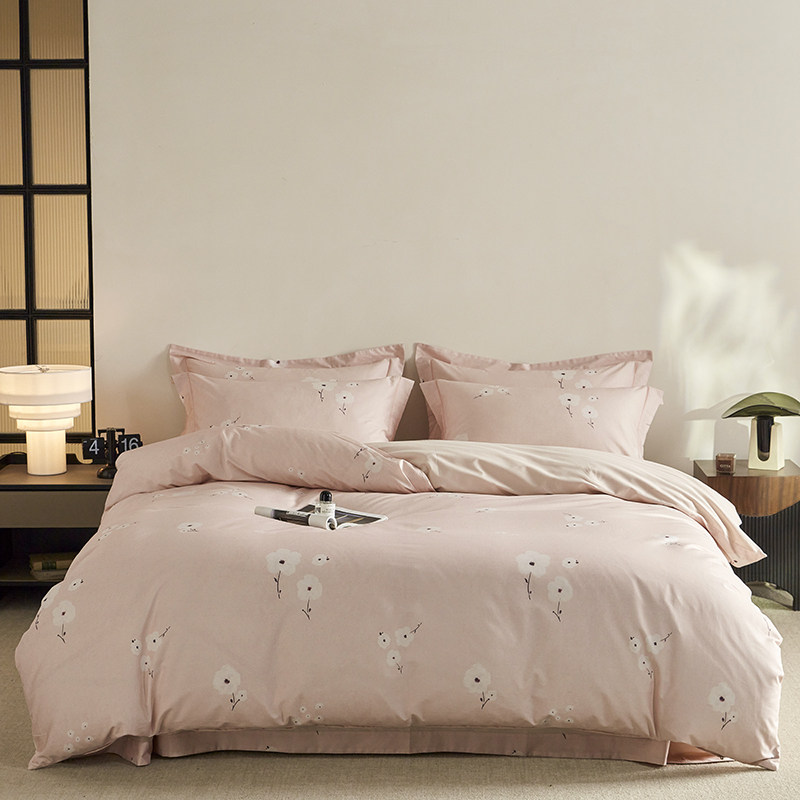 春夏新款全棉四件套轻奢时尚100纯棉亲肤印花小清新床单被罩4件套