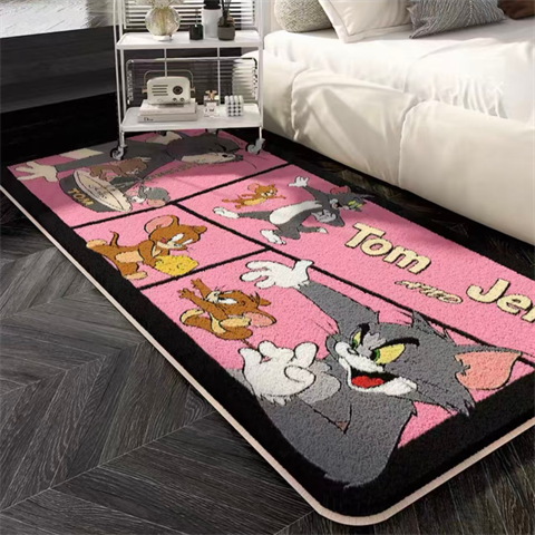 可爱卡通猫和老鼠仿羊绒床边毯卧室地毯飘窗垫茶几垫耐磨毛毛垫子